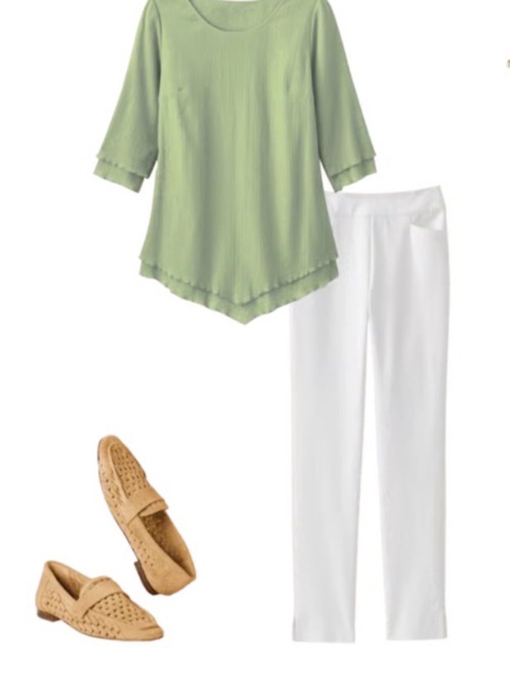 Soft Surroundings Siesta Key Tunic S Sage Green Double Layer Cotton Gauze Top - Picture 4 of 10